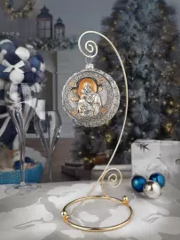 Set of 2 silver Christmas tree balls "Orthodox and the Appearance of an angel"